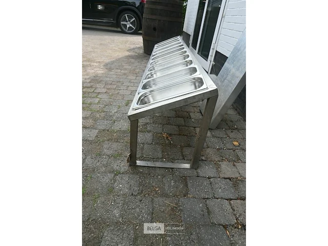 Inox rek/houder voor 11 gastronorm bakken - afbeelding 3 van  6