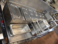 Inox saladette 8 potten diamond afm. ca. 2m met ca. 30 inox reserve bainmarie potten - afbeelding 4 van  6