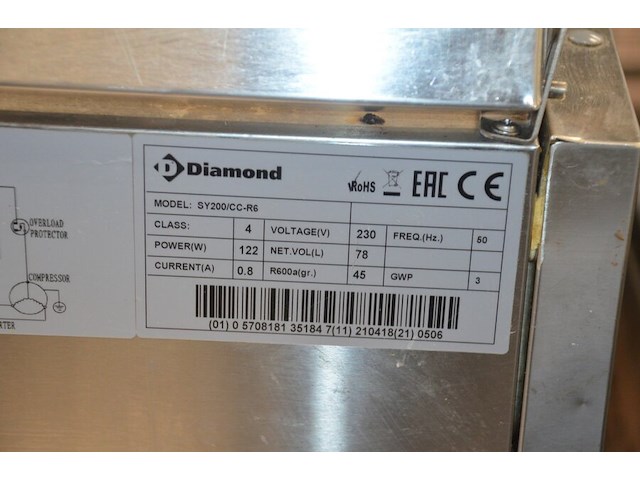 Inox saladette 8 potten diamond afm. ca. 2m met ca. 30 inox reserve bainmarie potten - afbeelding 6 van  6
