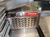 Inox saladette 8 potten diamond afm. ca. 2m met ca. 30 inox reserve bainmarie potten - afbeelding 5 van  6