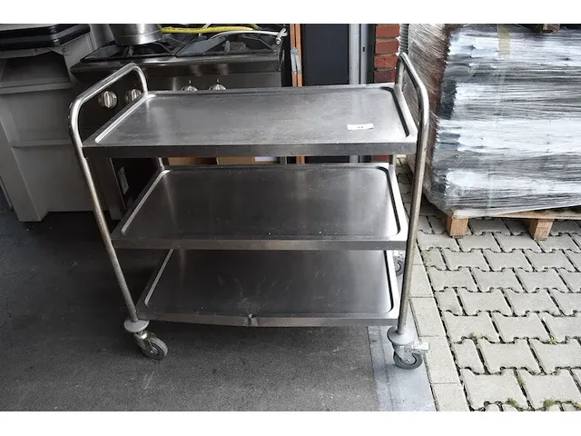 Inox serveerkar 50x90cm op wielen - afbeelding 1 van  4