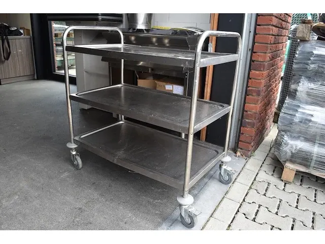 Inox serveerkar 50x90cm op wielen - afbeelding 3 van  4