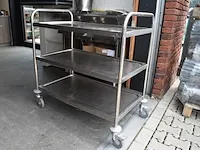 Inox serveerkar 50x90cm op wielen - afbeelding 3 van  4