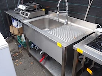 Inox spoelbak + inox werktafel - afbeelding 1 van  5
