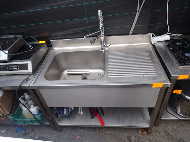 Inox spoelbak + inox werktafel - afbeelding 2 van  5