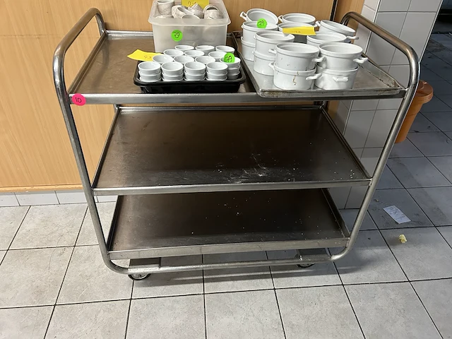Inox transportkar excl. inhoud 100x60x100cm h - afbeelding 2 van  2