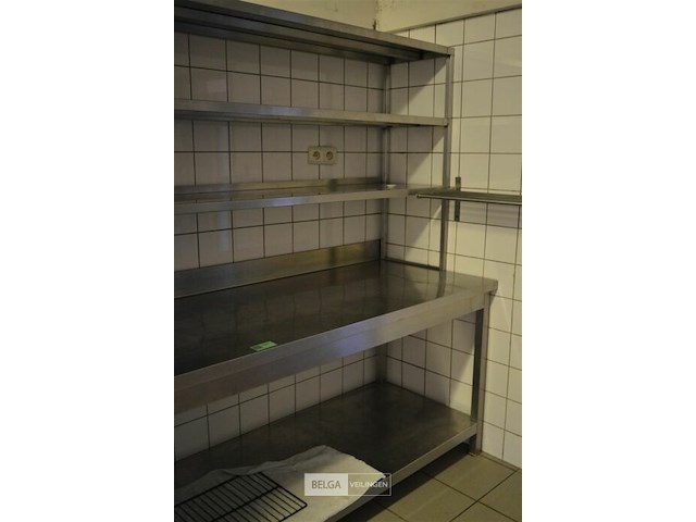 Inox werk tafel met rek 1,60x85 h 70 diep inox rek 1,6 b x1m hoog 40 diep - afbeelding 2 van  3