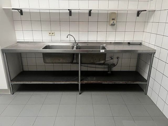 Inox werkblad met dubbele afwasbak - afbeelding 1 van  3