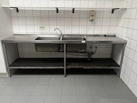 Inox werkblad met dubbele afwasbak - afbeelding 1 van  3