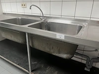 Inox werkblad met dubbele afwasbak - afbeelding 2 van  3