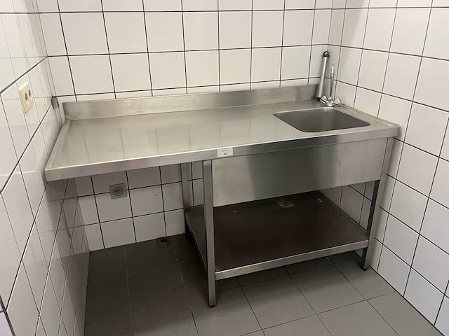 Inox werkblad met enkele afwasbak - afbeelding 2 van  2