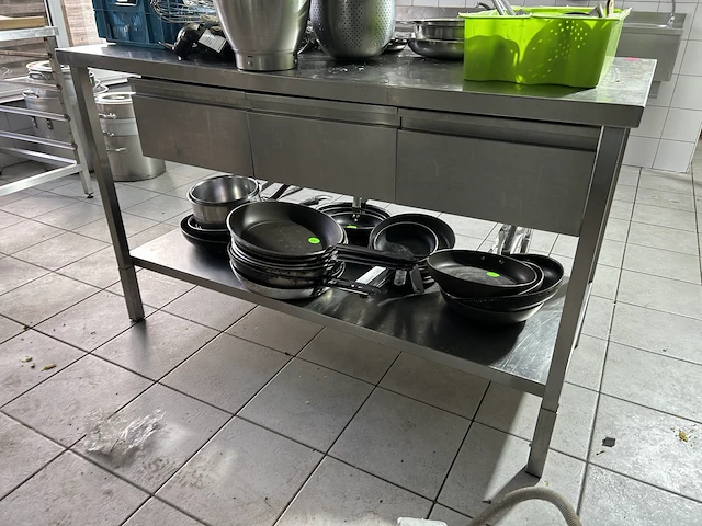 Inox werktafel met 3 lades 150x70x92cm h - afbeelding 1 van  2