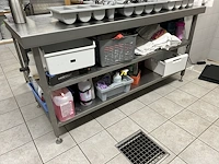 Inox werktafel met inhoud 200x80x100cm h