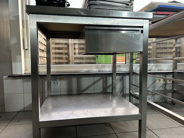 Inox werktafel met lade 80x70x91cm h - afbeelding 1 van  2