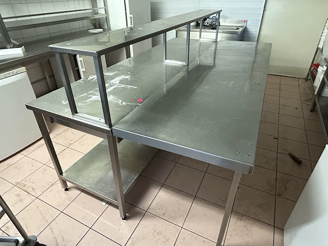 Inox werktafel met opzetstuk + inklapbaar werkblad - afbeelding 1 van  6