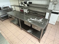 Inox werktafel met opzetstuk + inklapbaar werkblad - afbeelding 2 van  6