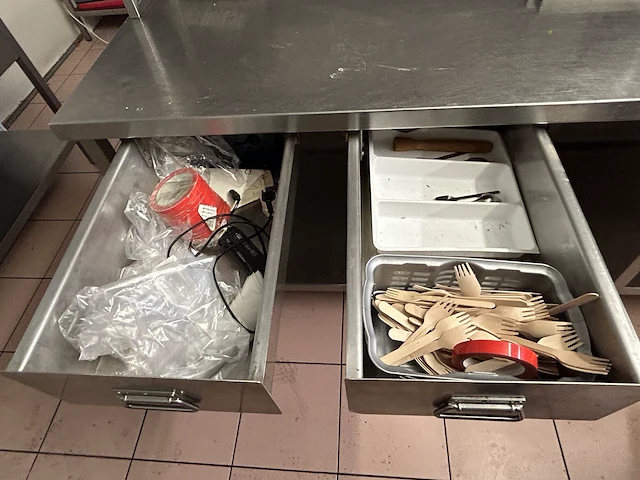 Inox werktafel met opzetstuk + inklapbaar werkblad - afbeelding 4 van  6