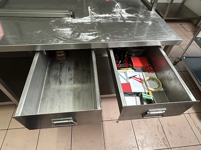 Inox werktafel met opzetstuk + inklapbaar werkblad - afbeelding 6 van  6
