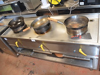 Inox wok 3 branders bertrand met 3 pannen afm. 1,80m x 0,60m - afbeelding 3 van  5
