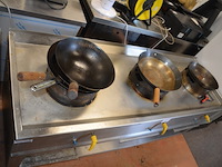 Inox wok 3 branders bertrand met 3 pannen afm. 1,80m x 0,60m - afbeelding 5 van  5