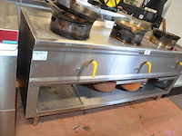 Inox wok 3 branders bertrand met 3 pannen afm. 1,80m x 0,60m - afbeelding 4 van  5