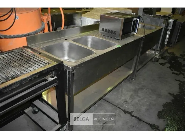 Inox/rvs wasbak met 2 bakken - afbeelding 1 van  2