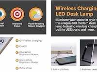 Intelligent led desk light met draadloze oplader+usb-port goudkleurig - afbeelding 5 van  5