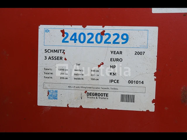 [interne ref: v3] oplegger met dekzeil schmitz ski 24 (2007-vin:wsk00000001223352) - afbeelding 2 van  32