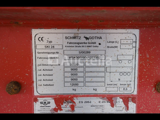 [interne ref: v3] oplegger met dekzeil schmitz ski 24 (2007-vin:wsk00000001223352) - afbeelding 3 van  32