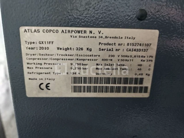 [interne referentie: s2950] atlas copco gx11ff compressor - afbeelding 4 van  9