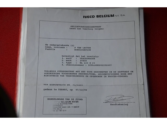 Iveco al25 ladderwagen, 30 meter, bouwjaar: 11/12/1998, ch.nr. zcfa1gh002252607 met boorddocumenten en sleutel - afbeelding 28 van  42