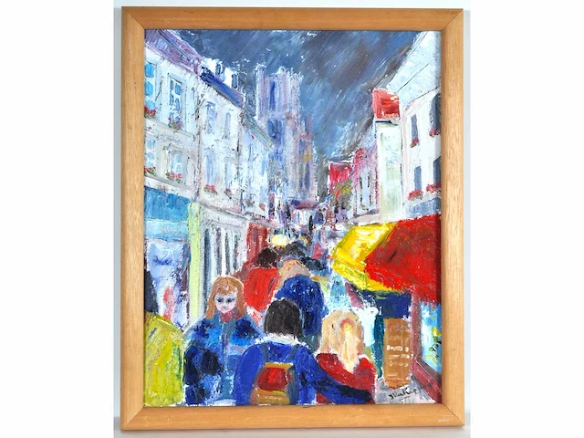 J. verheggen - france laon, touristes en plein - olie op doek - afbeelding 2 van  7