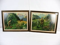 Jacht tafereel (x2) - afbeelding 1 van  4