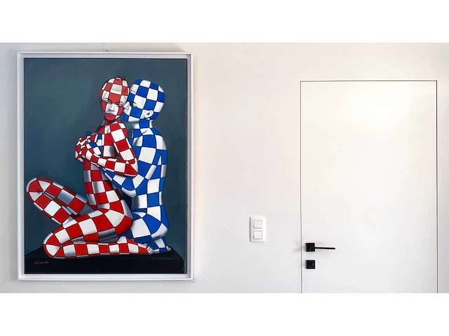 Jack gage – amour en bleu et rouge - olie op doek - afbeelding 3 van  13