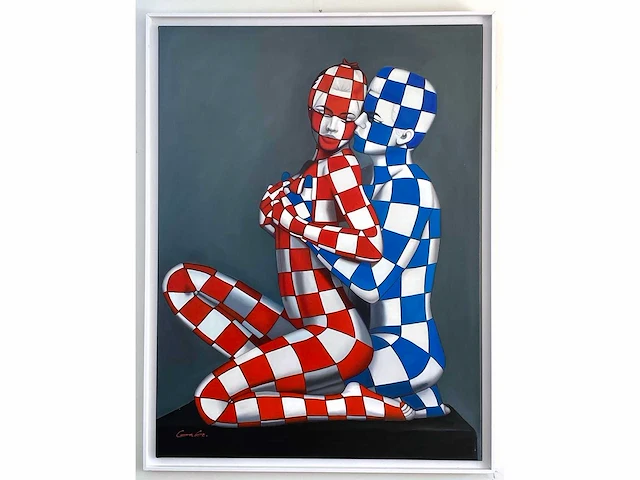 Jack gage – amour en bleu et rouge - olie op doek - afbeelding 6 van  13