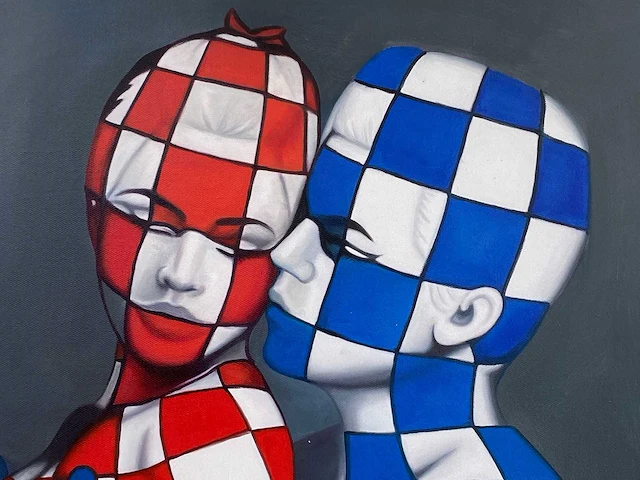 Jack gage – amour en bleu et rouge - olie op doek - afbeelding 11 van  13