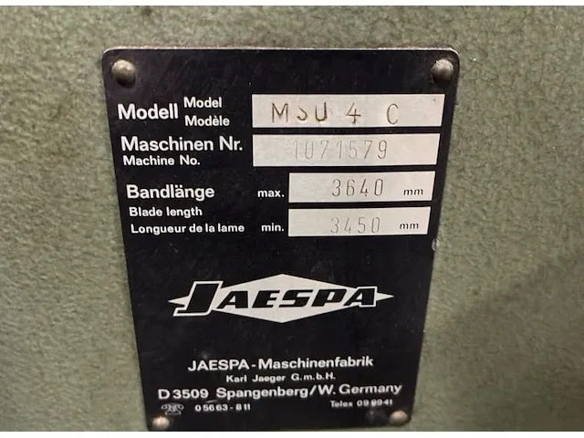 Jaespa msu 4c verticale metaal bandzaag - afbeelding 8 van  9