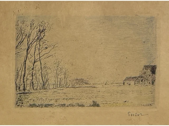 James ensor - bois d'ostende - gesigneerd & gekleurd - afbeelding 2 van  2