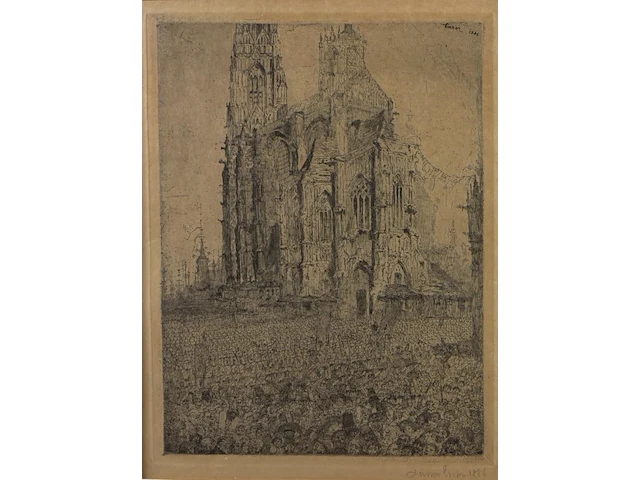 James ensor - la cathedrale 1886 - gesigneerd - afbeelding 2 van  3