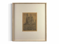 James ensor - la cathedrale 1886 - gesigneerd - afbeelding 1 van  2