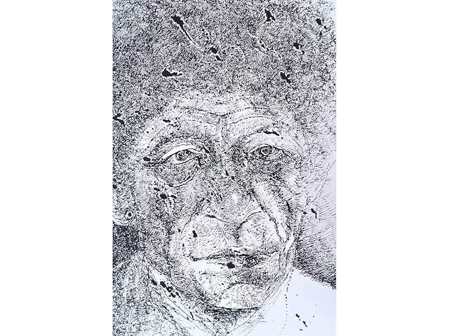 Jan burssens - portret van alberto giacometti - zeefdruk - afbeelding 6 van  6