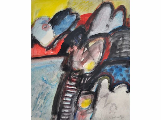 Jan cobbaert (1909-1995) - avond - gouache - afbeelding 1 van  7
