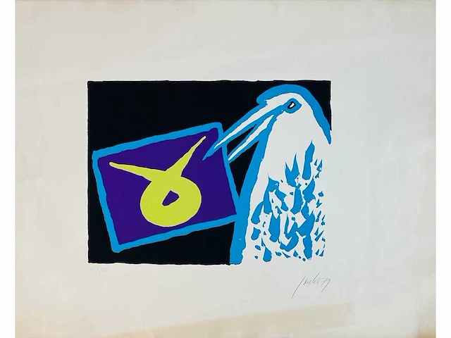 Jan cox - vogel - kleurenlithografie - afbeelding 3 van  5