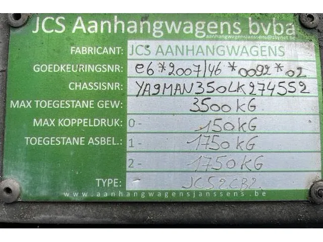 Jansens kip aanhangwagen alko type jcs 2cbc - afbeelding 6 van  8