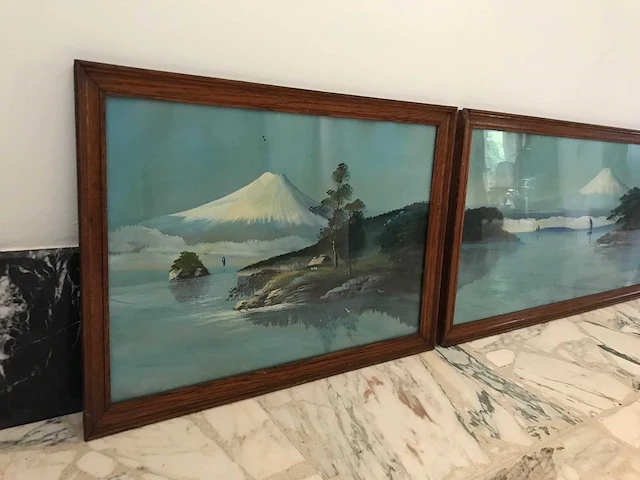 Japanse triptiek schilderijen. begin 1900. - afbeelding 18 van  26