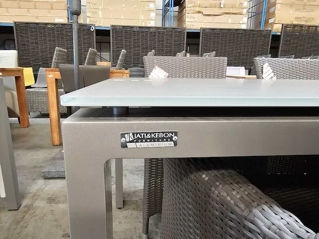 Jati-kebon alu tafel arolla platina grey mat 220 x 100cm - afbeelding 4 van  4