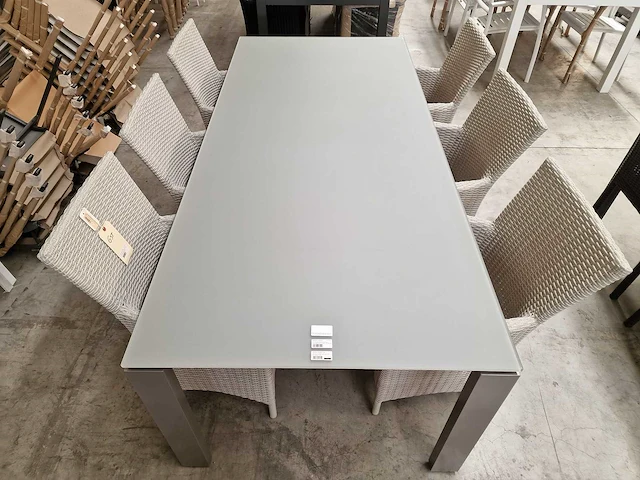 Jati-kebon alu tuintafel arolla lichtgrijs 220 x 100cm - afbeelding 4 van  4