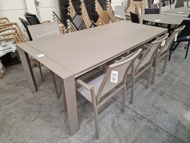 Jati-kebon alu tuintafel aspen champagne 220 x 100cm - afbeelding 1 van  4