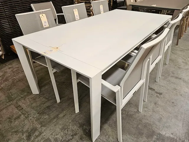 Jati-kebon alu tuintafel aspen wit mat 200 x 100cm - afbeelding 1 van  3