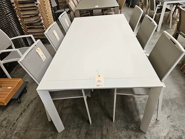 Jati-kebon alu tuintafel aspen wit mat 200 x 100cm - afbeelding 2 van  3